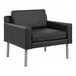 Boss Black Antimicrobial Vinyl Lounge Chair with Powder-Coated Nickel Steel Legs