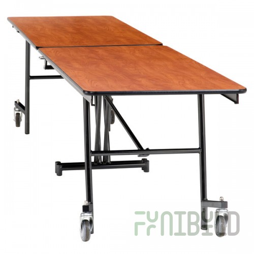 National Public Seating MT12-PBTMPC 12' Rectangular Mobile Particleboard Cafeteria Table with Powder Coated Frame and T-Molding Edge