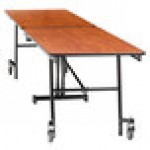 National Public Seating MT12-PBTMPC 12' Rectangular Mobile Particleboard Cafeteria Table with Powder Coated Frame and T-Molding Edge