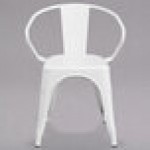 Flash Furniture CH-31270-WH-GG White Stackable Galvanized Steel Chair with Arms, Vertical Slat Back, and Drain Hole Seat