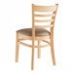 Lancaster Table & Seating Natural Finish Wood Ladder Back Chair with Taupe Vinyl Seat - Assembled Lancaster Table & Seating Natural Finish Wood Ladder Back Chair with Taupe Vinyl Seat - Assembled