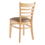 Lancaster Table & Seating Natural Finish Wood Ladder Back Chair with Taupe Vinyl Seat - Assembled Lancaster Table & Seating Natural Finish Wood Ladder Back Chair with Taupe Vinyl Seat - Assembled