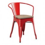 Lancaster Table & Seating Alloy Copper Indoor Arm Chair with Gray Wood Seat