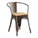 Lancaster Table & Seating Alloy Copper Indoor Arm Chair with Gray Wood Seat