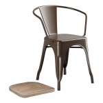 Lancaster Table & Seating Alloy Copper Indoor Arm Chair with Gray Wood Seat