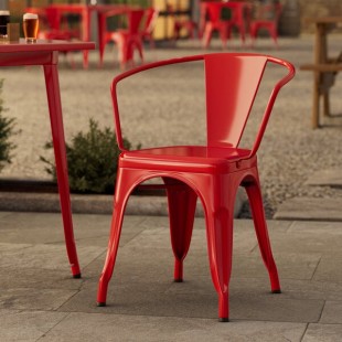 Lancaster Table & Seating Alloy Ruby Red Outdoor Arm Chair
