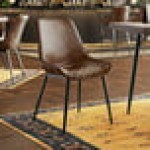 Lancaster Table & Seating Mid-Century Black Chair with Bourbon Brown Tufted Vinyl Seat - Detached Lancaster Table & Seating Mid-Century Black Chair with Bourbon Brown Tufted Vinyl Seat - Detached