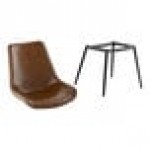 Lancaster Table & Seating Mid-Century Black Chair with Bourbon Brown Tufted Vinyl Seat - Detached Lancaster Table & Seating Mid-Century Black Chair with Bourbon Brown Tufted Vinyl Seat - Detached