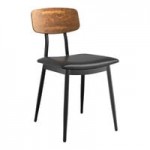 Lancaster Table & Seating Mid-Century Black Chair with Bourbon Brown Tufted Vinyl Seat - Detached Lancaster Table & Seating Mid-Century Black Chair with Bourbon Brown Tufted Vinyl Seat - Detached