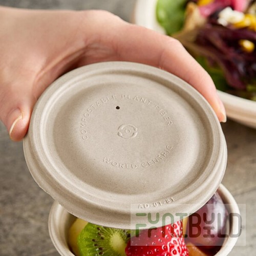 World Centric Compostable Fiber Lid for 6 oz. Fiber Bowl and 8 oz. Paper Bowl - 1,000/Case
