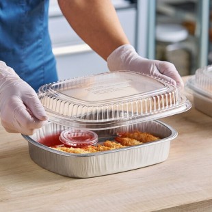 Durable Packaging 9442-SL-50 Smoothwall Silver Medium Entree / Take-Out Pan with Dome Lid 47.4 oz. - 50/Case Durable Packaging 9442-SL-50 Smoothwall Silver Medium Entree / Take-Out Pan with Dome Lid 47.4 oz. - 50/Case