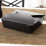 Fold-Pak 05BPBLACKM Bio-Pak Black Microwavable Paper #5 Take-Out Containers 8 1/2