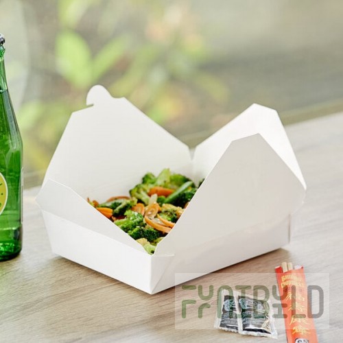 Choice White Microwavable Folded Paper #2 Take-Out Container 7 3/4