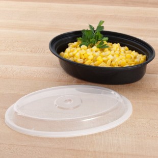 Pactiv Newspring OC08B 8 oz. Black VERSAtainer Oval Microwavable Container With Lid - 150/Case Pactiv Newspring OC08B 8 oz. Black VERSAtainer Oval Microwavable Container With Lid - 150/Case
