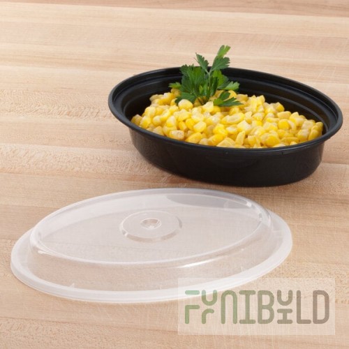 Pactiv Newspring OC08B 8 oz. Black VERSAtainer Oval Microwavable Container With Lid - 150/Case