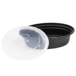 Pactiv Newspring OC08B 8 oz. Black VERSAtainer Oval Microwavable Container With Lid - 150/Case