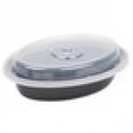 Pactiv Newspring OC08B 8 oz. Black VERSAtainer Oval Microwavable Container With Lid - 150/Case