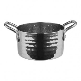 APS Mumbai 10.1 oz. Round Hammered Stainless Steel Serving Pot