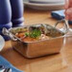 Vollrath 59767 15.5 oz. Square Mini Stainless Steel Roasting Pan with Handles