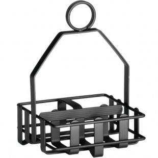 TableCraft 606RBK Black Salt and Pepper Shaker / Sugar Packet Rack - 4 1/4
