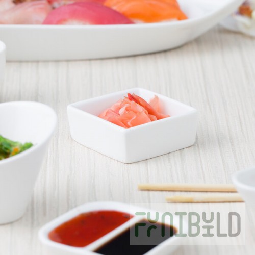 10 Strawberry Street WTR-35SQ Whittier 1 oz. White Porcelain Sauce Dish - 36/Case