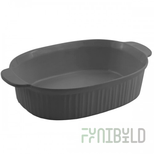Bon Chef 5055 4 Qt. Smoke Gray Sandstone Finish Cast Aluminum Oval Casserole Dish