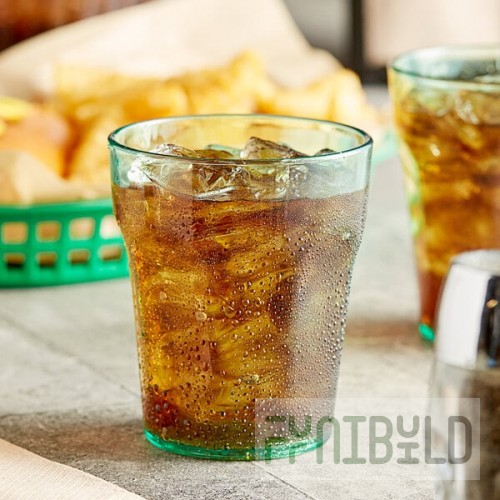 Choice 12 oz. Green Plastic Paneled Tumbler - 12/Pack