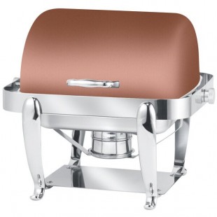 Eastern Tabletop 3117CP Park Avenue 4 Qt. Rectangular Copper Coated Stainless Steel Roll Top Chafer Eastern Tabletop 3117CP Park Avenue 4 Qt. Rectangular Copper Coated Stainless Steel Roll Top Chafer