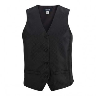 Edwards 7394 Women's Customizable Black Brocade Diamond Pattern Server Vest - Small