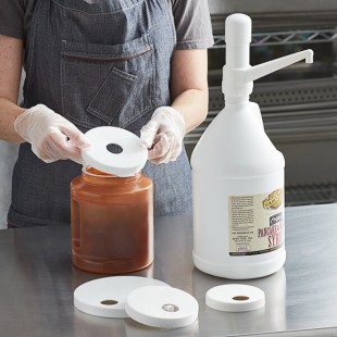 TableCraft 663K 1 oz. Condiment Pump Kit with Stationary Pump and 5 Adapter Lids TableCraft 663K 1 oz. Condiment Pump Kit with Stationary Pump and 5 Adapter Lids