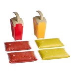 Heinz Keystone 1.5 Gallon Red and Yellow Plastic Countertop Pump Dispensers with Heinz Ketchup and Mustard Pouches