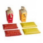 Heinz Keystone 1.5 Gallon Red and Yellow Plastic Countertop Pump Dispensers with Heinz Ketchup and Mustard Pouches