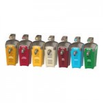 Heinz Keystone 1.5 Gallon Red and Yellow Plastic Countertop Pump Dispensers with Heinz Ketchup and Mustard Pouches