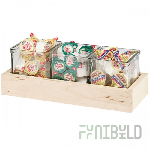 Cal-Mil Blonde Condiment Organizer with 3 Glass Jars