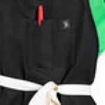 Uncommon Chef 3115 Black Customizable 100% Cotton Canvas Vibe Bib Apron with Natural Webbing and 3 Pockets - 34
