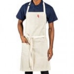Uncommon Chef 3115 Black Customizable 100% Cotton Canvas Vibe Bib Apron with Natural Webbing and 3 Pockets - 34