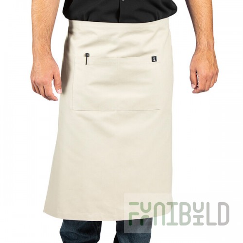 Uncommon Chef 3119 Sand Beige Customizable 100% Cotton Canvas Marvel Bistro Apron with Natural Webbing and 1 Pocket - 33