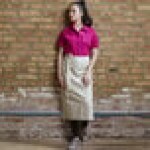 Uncommon Chef 3119 Sand Beige Customizable 100% Cotton Canvas Marvel Bistro Apron with Natural Webbing and 1 Pocket - 33