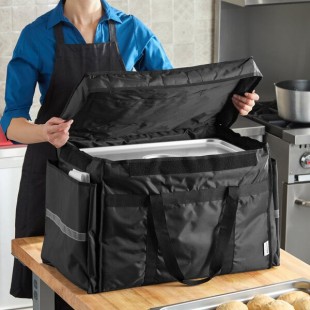 CaterGator Dash Customizable Black Nylon Heavy-Duty Insulated Soft-Sided Food Delivery Bag / Pan Carrier - Holds (6) 2 1/2 CaterGator Dash Customizable Black Nylon Heavy-Duty Insulated Soft-Sided Food Delivery Bag / Pan Carrier - Holds (6) 2 1/2