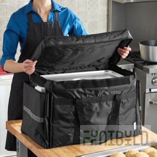 CaterGator Dash Customizable Black Nylon Heavy-Duty Insulated Soft-Sided Food Delivery Bag / Pan Carrier - Holds (6) 2 1/2
