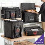 CaterGator Dash Customizable Black Nylon Heavy-Duty Insulated Soft-Sided Food Delivery Bag / Pan Carrier - Holds (6) 2 1/2 CaterGator Dash Customizable Black Nylon Heavy-Duty Insulated Soft-Sided Food Delivery Bag / Pan Carrier - Holds (6) 2 1/2