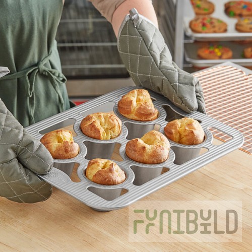 Chicago Metallic 6 Cup 5 oz. Non-Stick Aluminized Steel Popover Pan 26100 - 11 1/8
