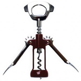 Franmara Ultimo Chrome-Plated Customizable Wing Corkscrew with Burgundy Enameled Body 2056-03