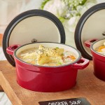 Valor 16 oz. Cranberry Apple Enameled Mini Cast Iron Pot with Cover