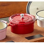 Valor 16 oz. Cranberry Apple Enameled Mini Cast Iron Pot with Cover