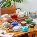 Valor 16 oz. Cranberry Apple Enameled Mini Cast Iron Pot with Cover