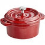 Valor 16 oz. Cranberry Apple Enameled Mini Cast Iron Pot with Cover