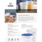Vigor 22 Qt. Clear Round Polycarbonate Food Storage Container and Blue Lid