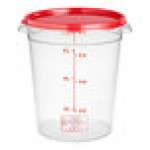 Vigor 8 Qt. Clear Round Polycarbonate Food Storage Container and Red Lid - 12/Pack