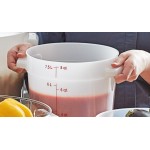 Vigor 8 Qt. Clear Round Polycarbonate Food Storage Container and Red Lid - 12/Pack